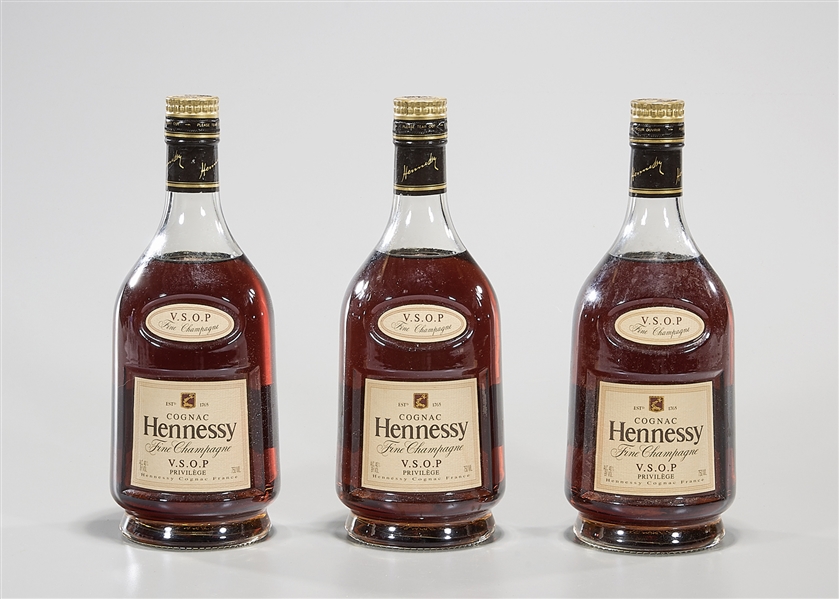 Appraisal: Three bottles of Hennessy VSOP