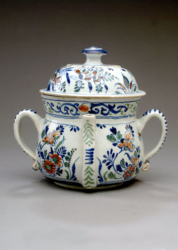 Appraisal: LONDON OR BRISTOL DELFT POLYCHROME POSSET POT CIRCA - The