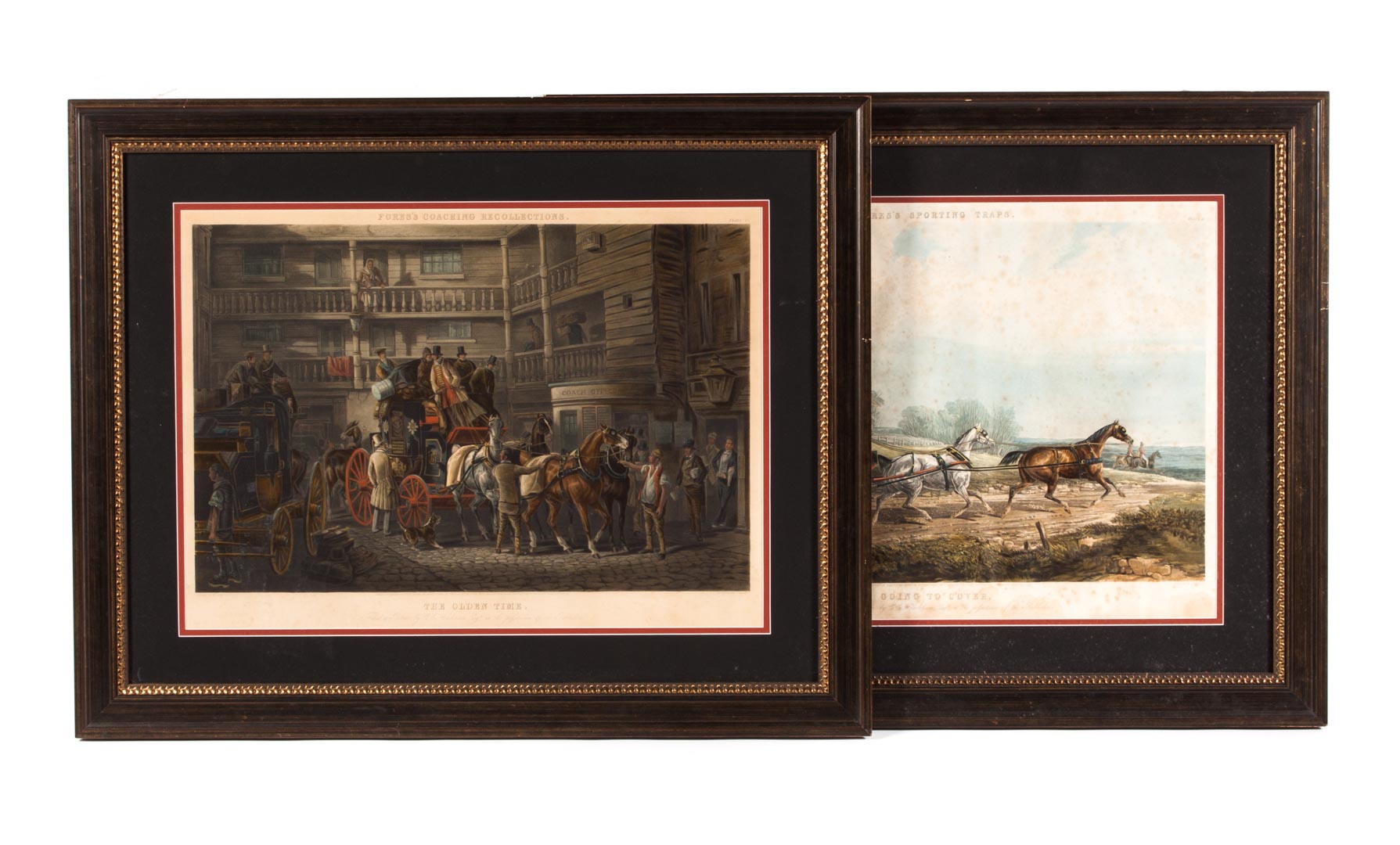 Appraisal: Two framed English Sporting color lithographs th century Going to