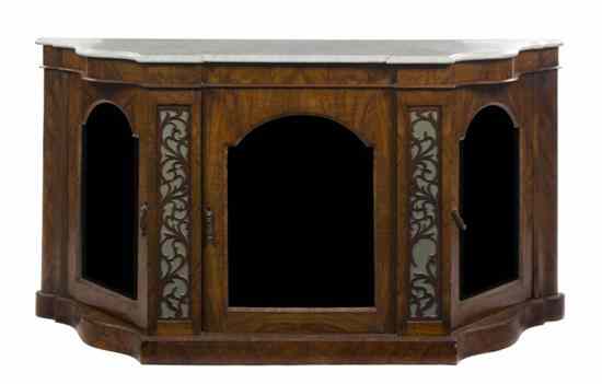 Appraisal: A Victorian Walnut Sideboard having a serpentine white marble top