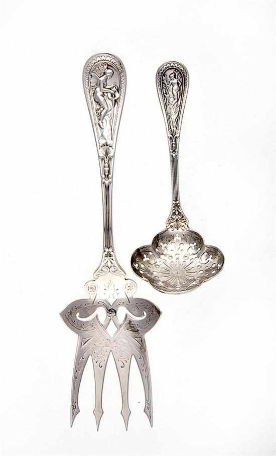 Appraisal: Rare Whiting Fairy pattern sugar sifter and serving fork New