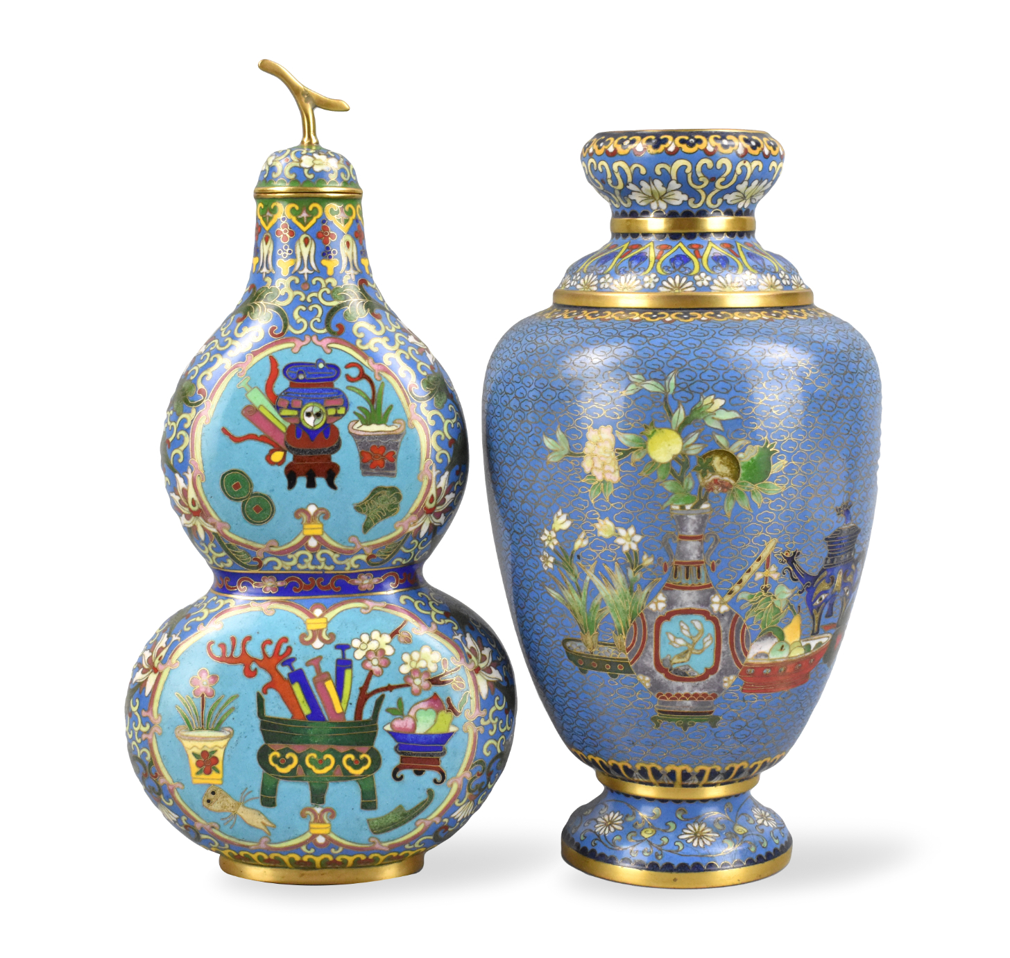 Appraisal: Two Chinese Cloisonne vases a gourd and garlic mouth both