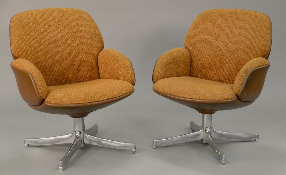 Appraisal: Pair of Warren Platner upholstered armchairs on steel bases Pair