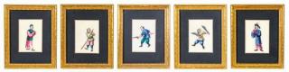 Appraisal: Five Chinese Export Pith Paintings Framed x inches Five Chinese