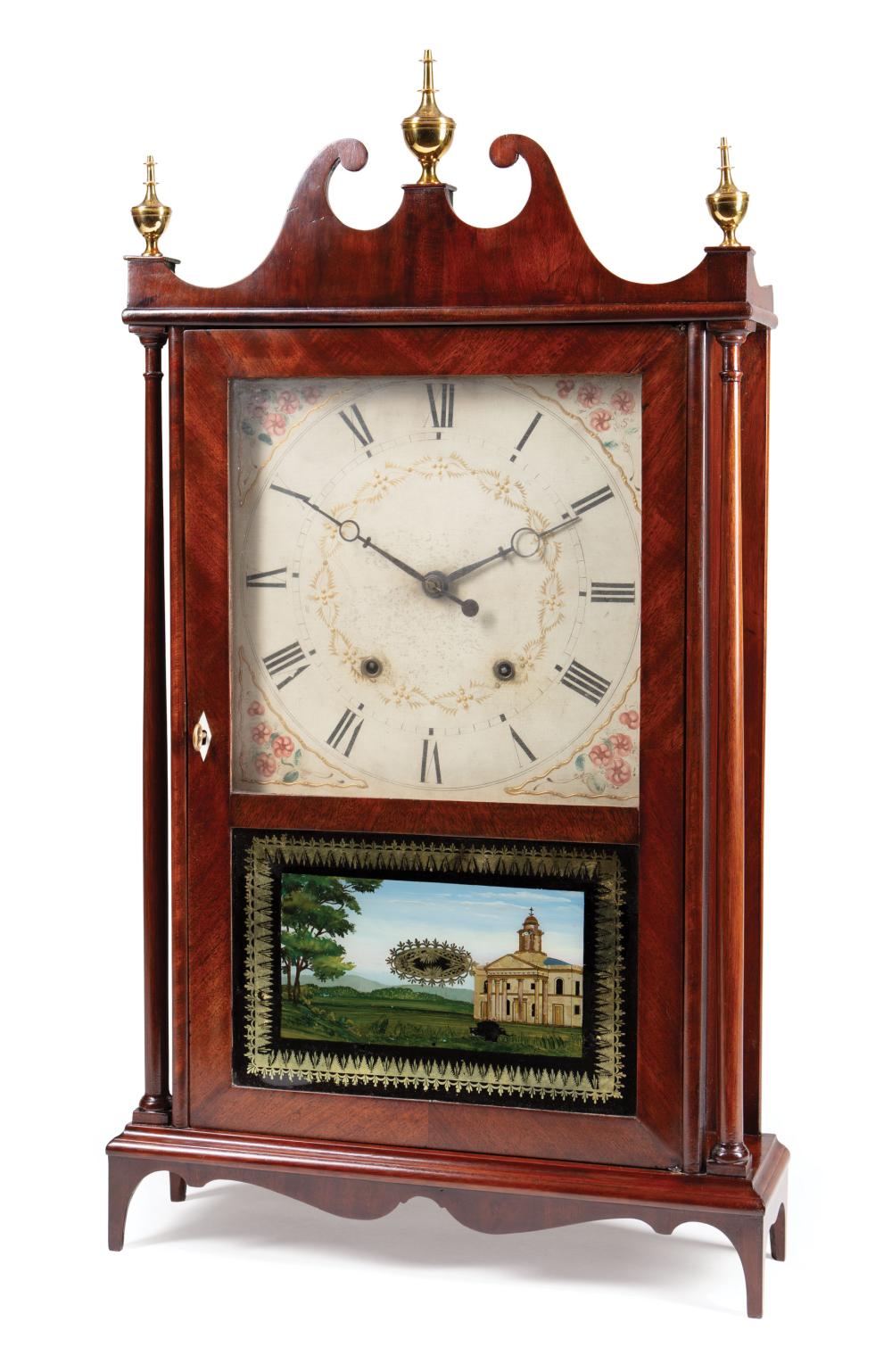 Appraisal: American Mahogany Pillar and Scroll Shelf Clock c Eli Terry