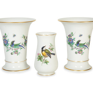 Appraisal: Three Meissen Porcelain Vases th Century comprising a pair of