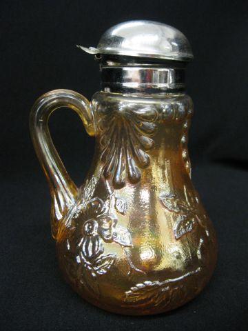 Appraisal: Carnival Glass Syrup Pitcher marigold Wild Rose by Westmoreland circa