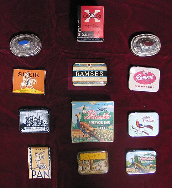 Appraisal: Medical Assortment of various Condom tins Paperiana An ensemble of