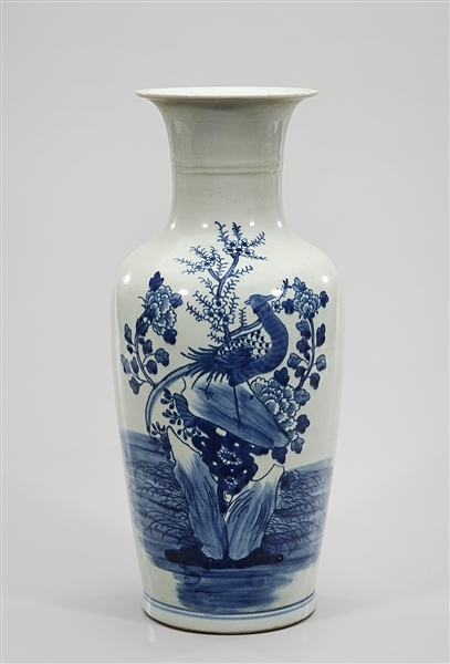 Appraisal: Chinese blue and white porcelain vase bird and flower design