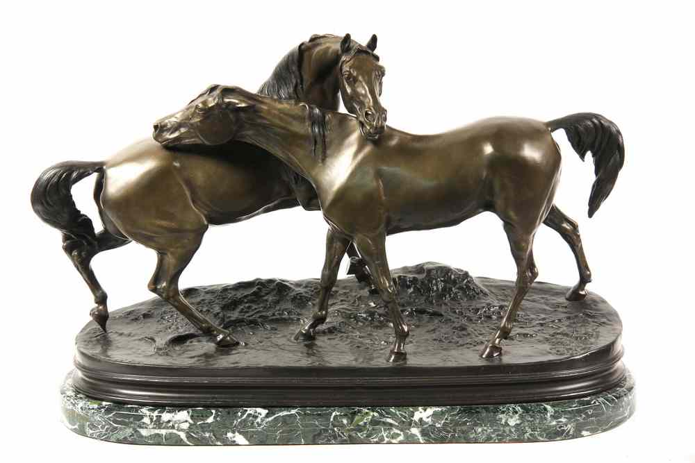 Appraisal: REPLICA BRONZE SCULPTURE - 'Tachiani and Nedjebe Arab Horses l'Accolade