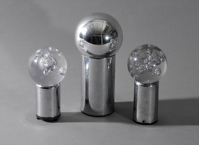 Appraisal: Three Modern Chrome and Glass Table Lamps to in