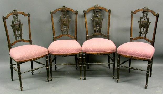 Appraisal: Set of four Federal style side chairs h x w