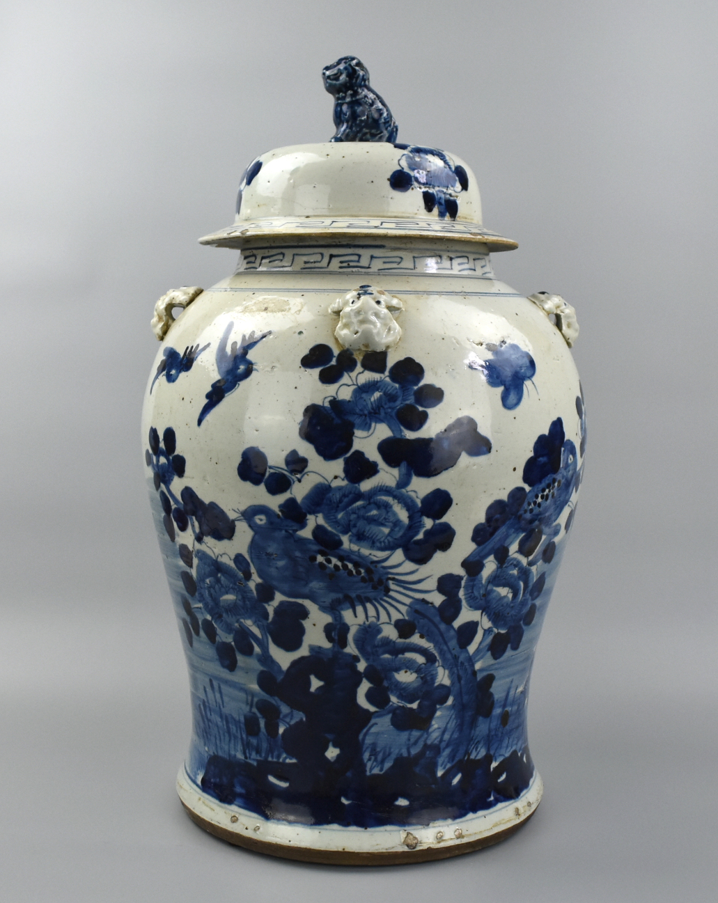 Appraisal: LARGE CHINESE B W PORCELAIN JAR COVER TH C A