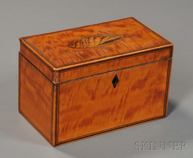 Appraisal: Inlaid Fruitwood Veneer Tea Caddy England or America early th