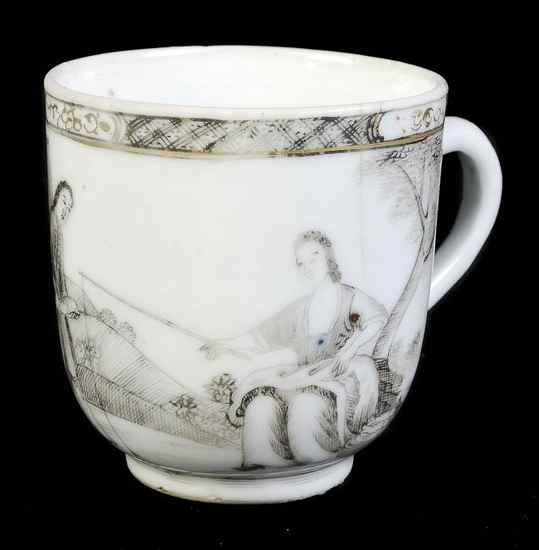 Appraisal: A Chinese Export coffee cup painted en grisaille with a