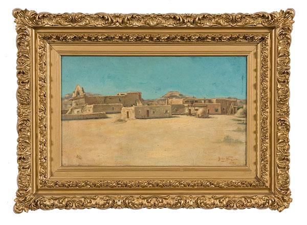 Appraisal: JOHN HAUSER AMERICAN - Adobe Sceneoil on canvassigned and dated