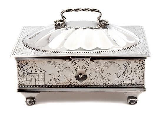 Appraisal: An English Silver Hinged Top Box John Bodman Carrington London