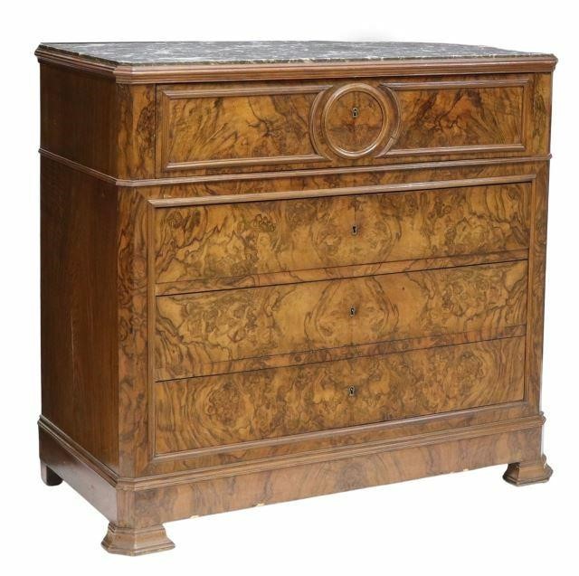 Appraisal: French Louis Philippe period figured walnut secretaire commode mid th