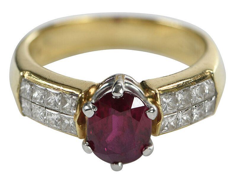 Appraisal: kt Ruby and Diamond Ring one oval cut ruby estimated