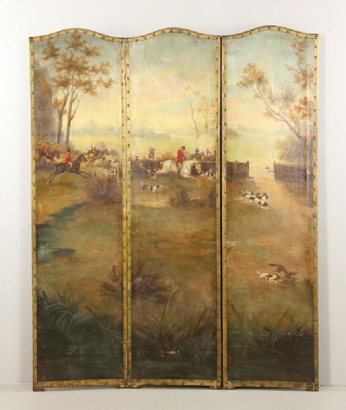 Appraisal: A - Three Panel Folding Screen Three panel folding screen