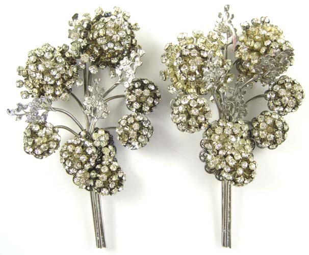 Appraisal: STANLEY HAGLER PAIR OF RHINESTONE DECO BROOCHES marked Stanley Hagler