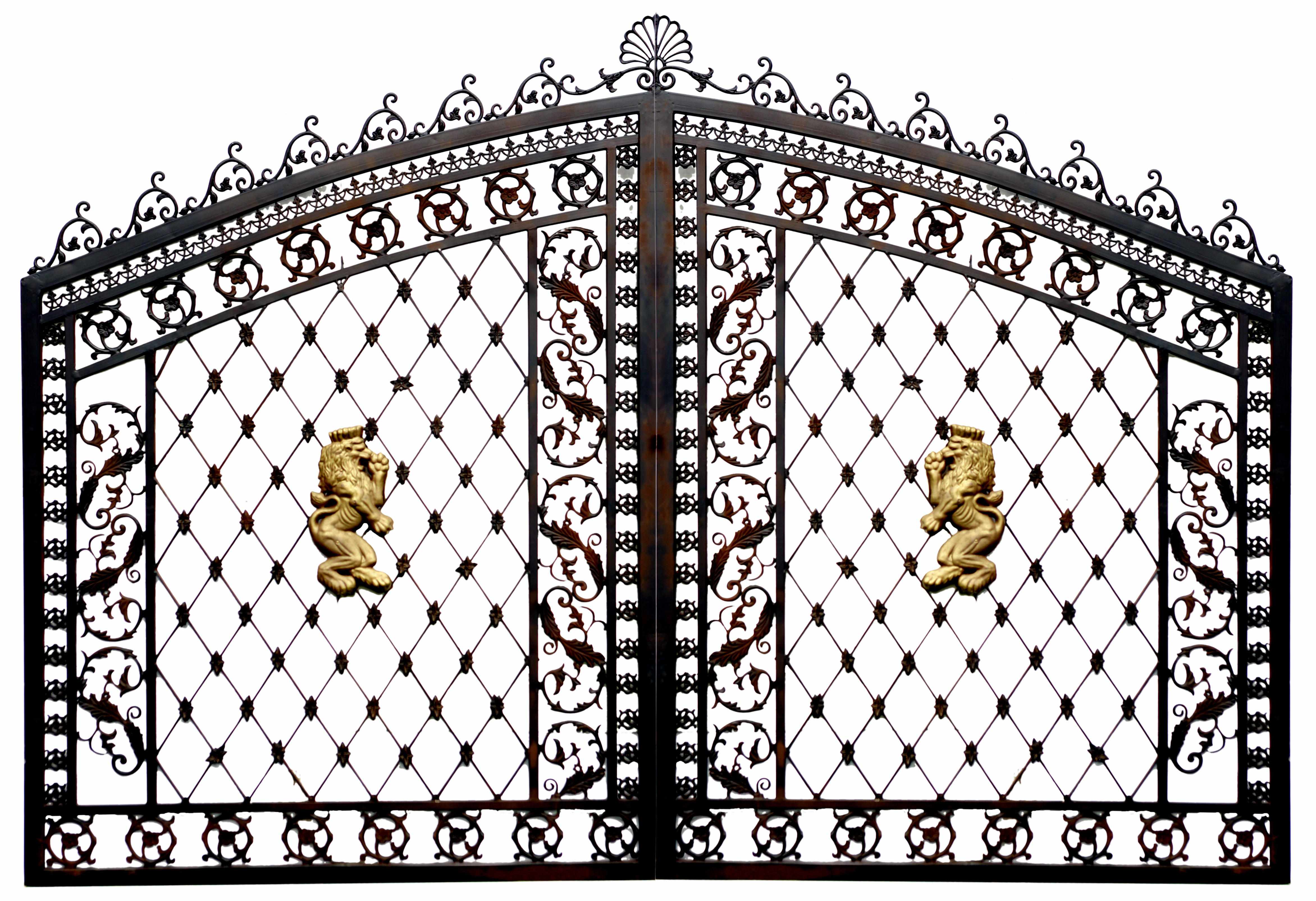 Appraisal: A pair of Rococo style wrought iron gates height of