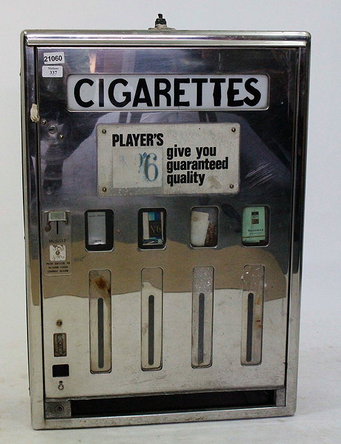 Appraisal: A VINTAGE PLAYERS CIGARETTE DISPENSER with chromium finish cm x