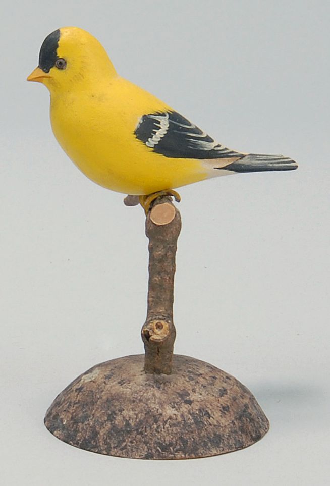 Appraisal: MINIATURE DECORATIVE GOLDFINCH By Robert Morse of Ellsworth Maine Glass