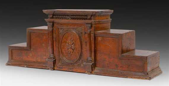 Appraisal: SMALL TOP PIECE Renaissance northern Italy th century Carved walnut