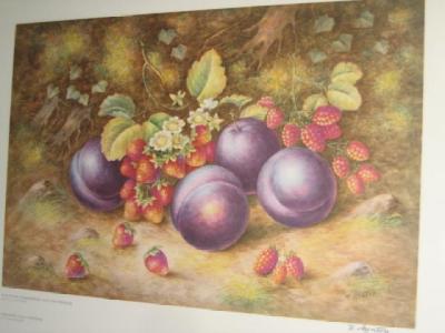 Appraisal: H AYRTON Worcester Fruit Paintings set of three reproduction in