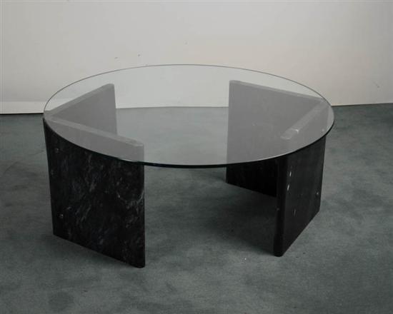 Appraisal: Marble Base Glass-top Coffee Table Base has two sections each