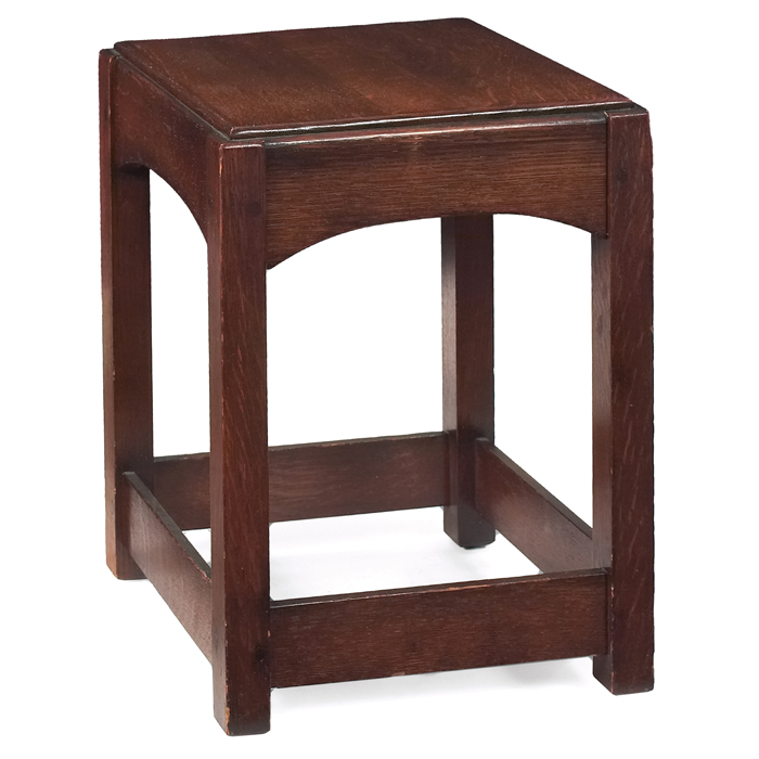 Appraisal: Limbert tabouret square top over arched rails lightly re-coated original