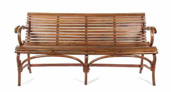 Appraisal: An American Bentwood Bench having a slat back and seat