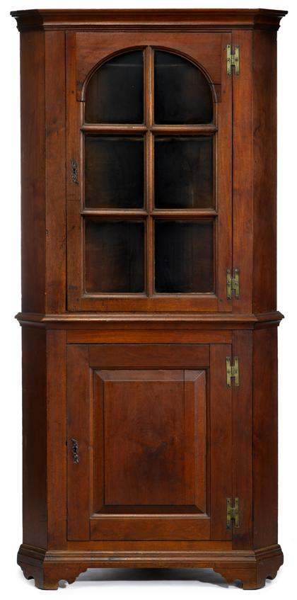 Appraisal: Walnut corner cupboard pennsylvania circa