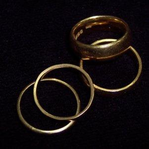 Appraisal: Four ct gold wedding bands total weight approximately gm