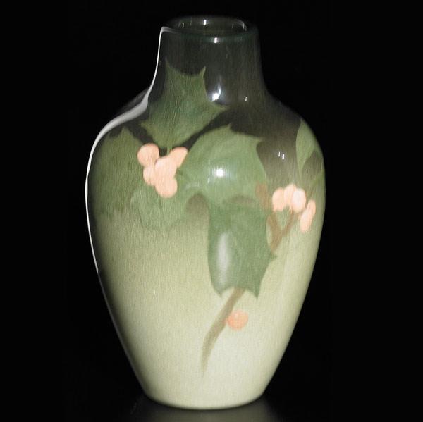 Appraisal: ROOKWOOD Iris glaze vase by Leona Van Briggle with holly