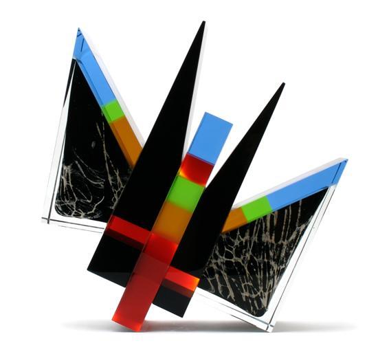 Appraisal: A Glass Sculpture Pavel Hlava comprised of multicolored geometric pieces