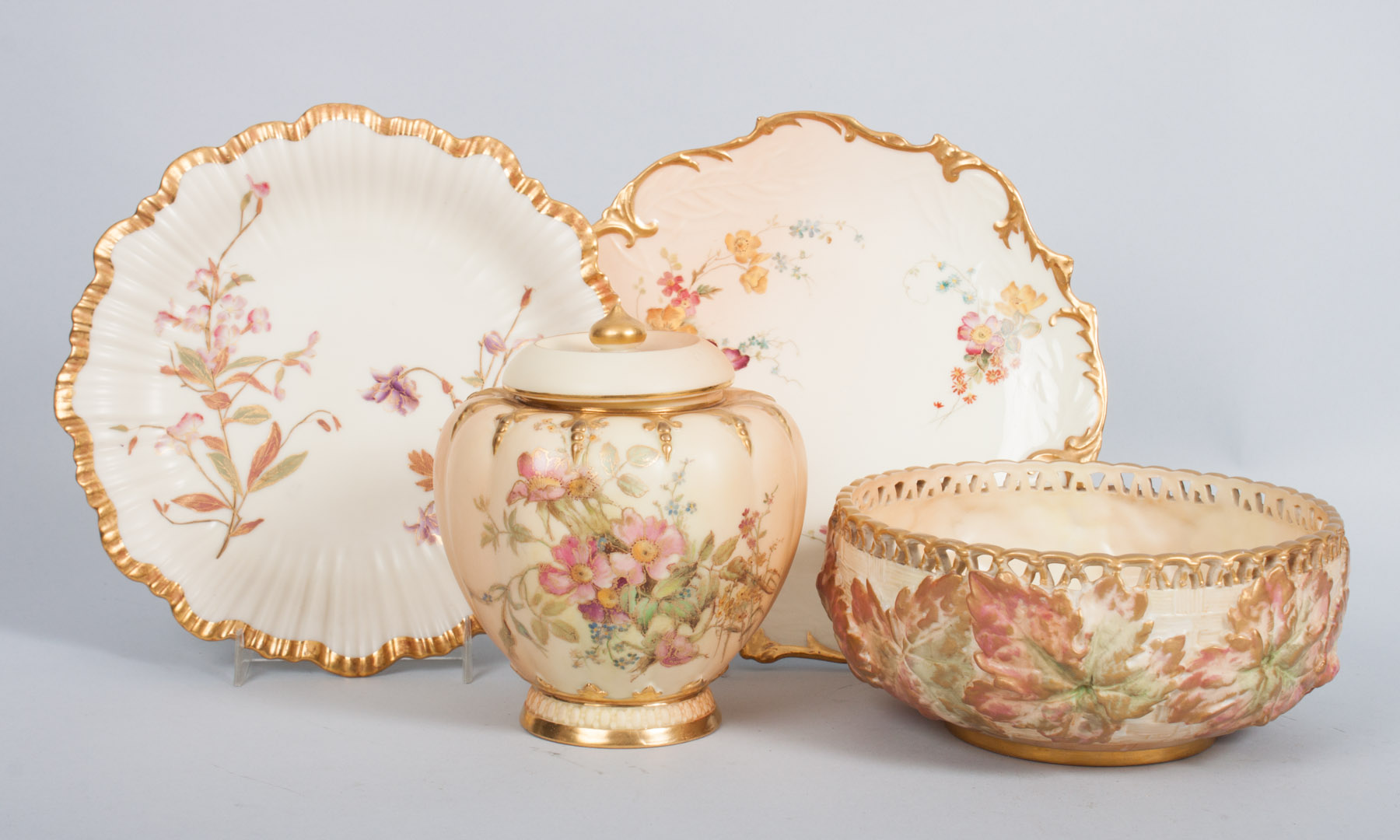 Appraisal: Four Royal Worcester porcelain articles late th century items include