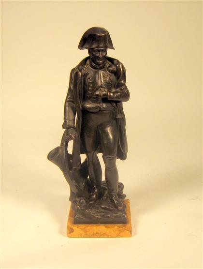 Appraisal: Continental bronze figure of Napoleon BonaparteDark brown patina modeled standing