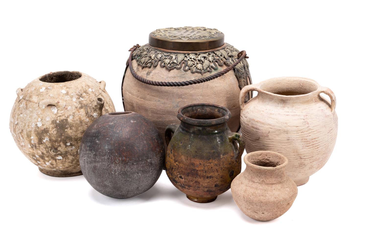 Appraisal: GROUP ASIAN MODERN POTTERY VESSELS Collection of terracotta pottery comprising