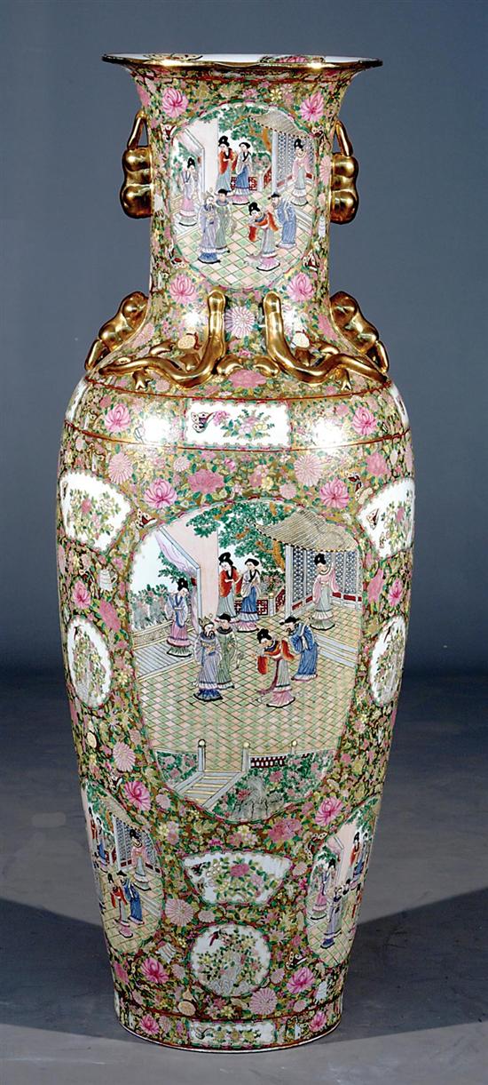 Appraisal: Chinese Export style porcelain palace urn baluster form decorated with