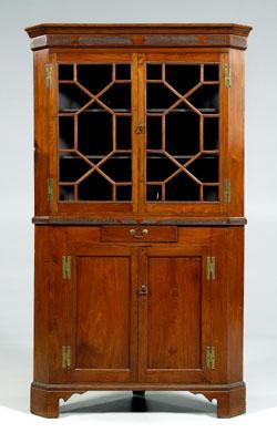 Appraisal: American Chippendale corner cupboard walnut with poplar secondary two-case construction