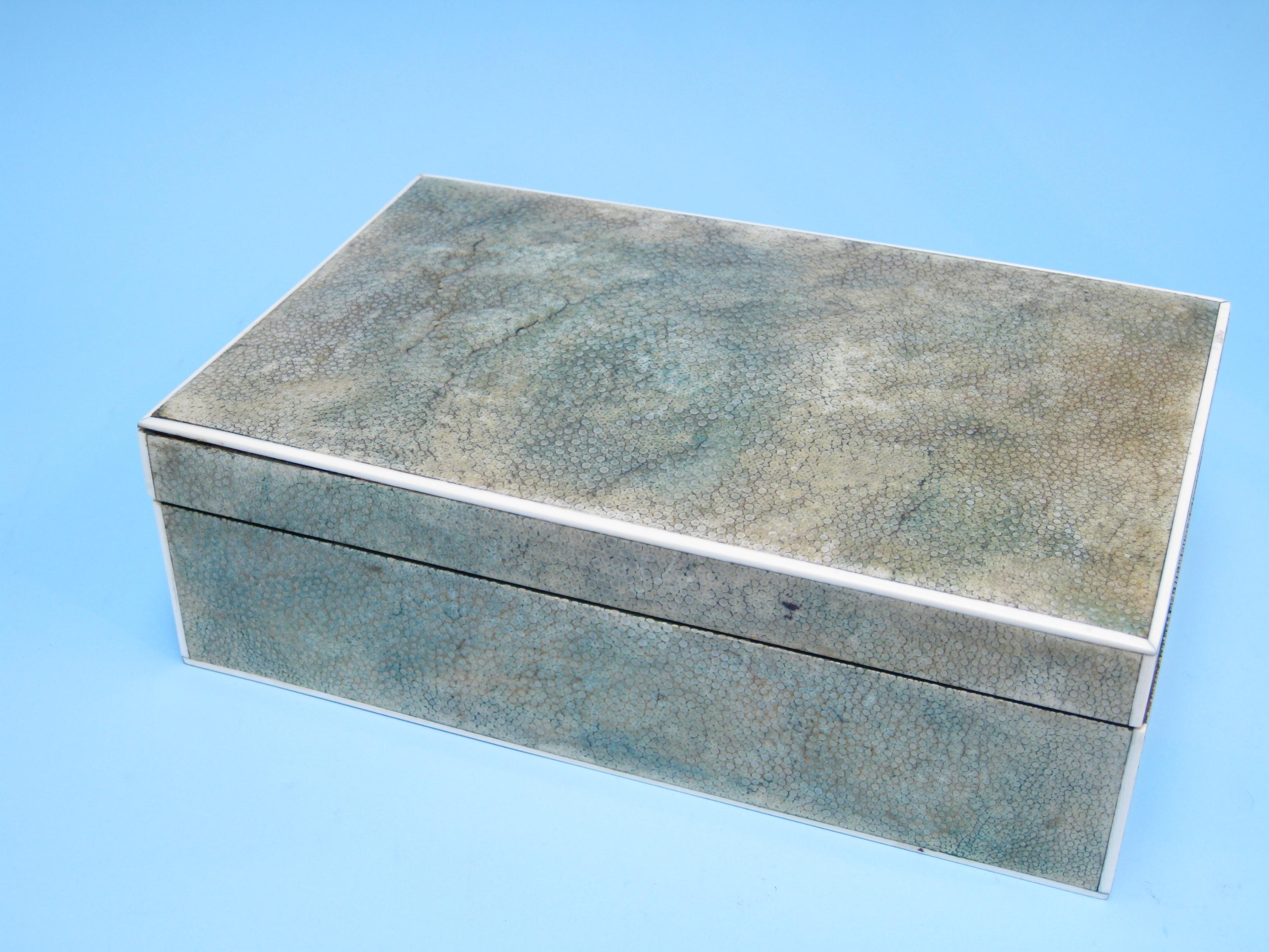 Appraisal: A large shagreen Cigarette Box with ivory rim in lid