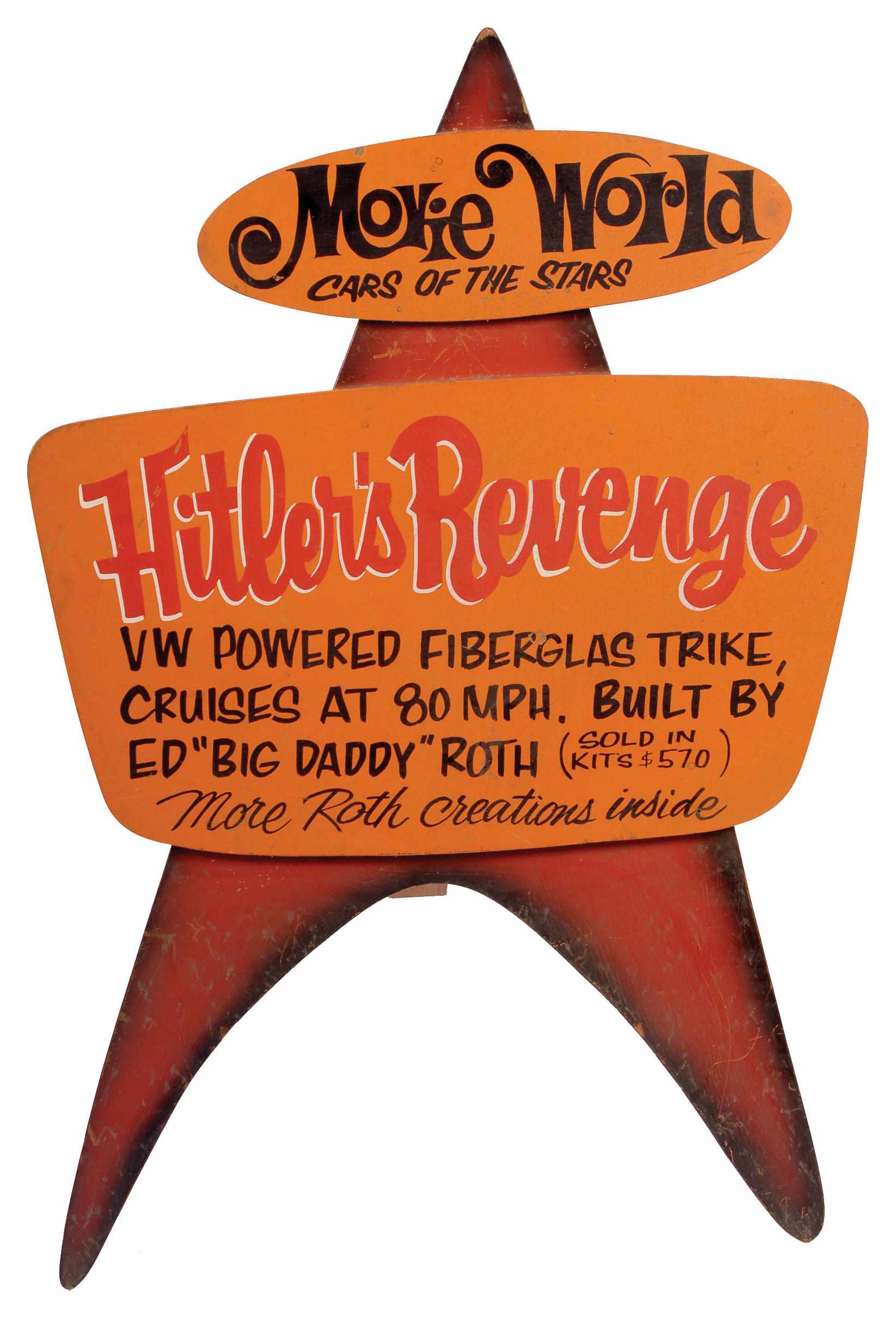 Appraisal: Ed ''Big Daddy'' Roth handcrafted wood sign ''Hitlers Revenge'' multi-colored