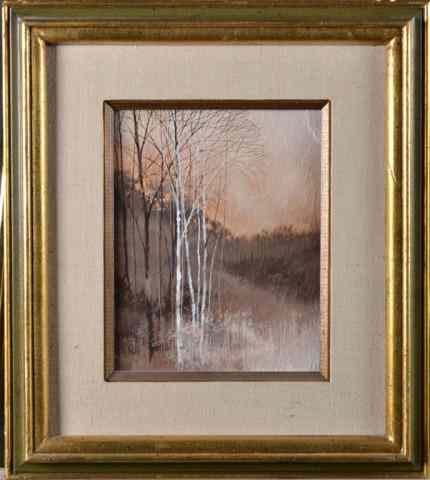 Appraisal: Richard Klix Oil Painting on BoardPainted to depict slender trees