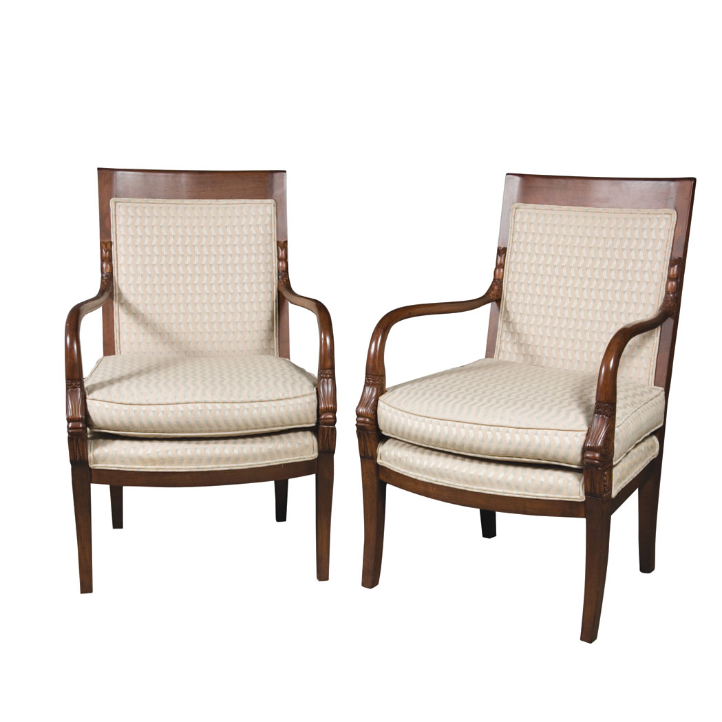 Appraisal: Pair of Empire Style Mahogany Fauteuils