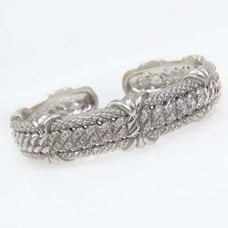 Appraisal: Judith Ripka Karat White Gold Hinged Cuff Bangle Judith Ripka