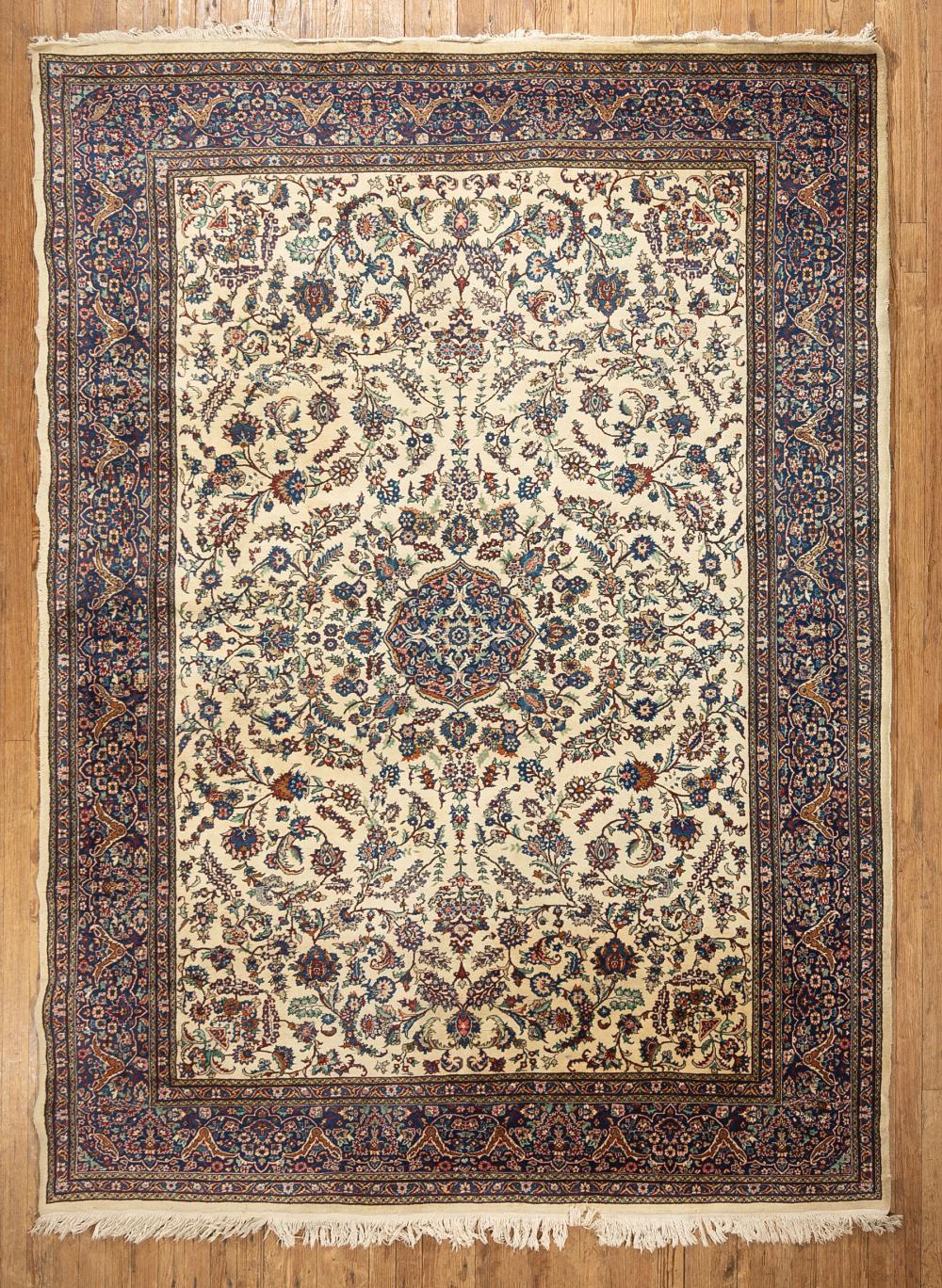 Appraisal: Persian Isfahan Carpet central ivory ground central medallion overall vining