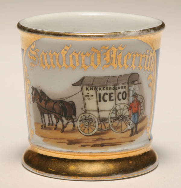 Appraisal: Occupational shaving mug Ice Delivery Wagon Gilt trim Good condition