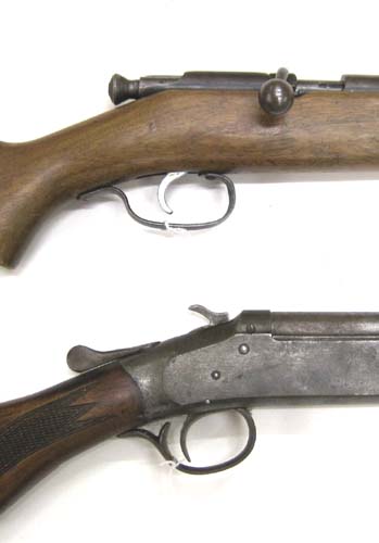 Appraisal: TWO SINGLE SHOT FIREARMS Wards model bolt action rifle s